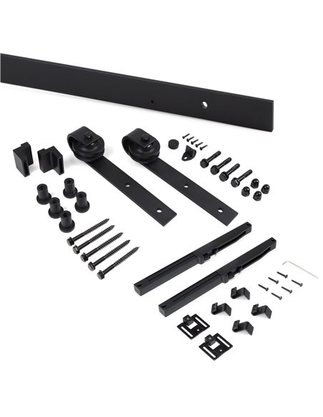 Kit de ferragens Emuca para porta de correr suspensa de madeira de celeiro, com fecho suave, tábuas não incluídas, aço e plástic