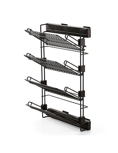 Emuca Pull out lateral shoe rack kit for wardrobe, right mount, Steel, Mocha color