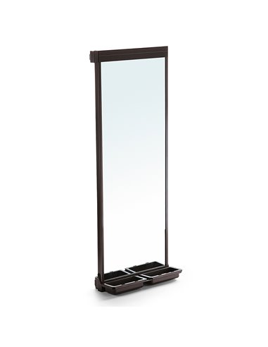 Emuca Miroir extractible pour armoire, 1.130 x 415 mm, fermeture amortie, Aluminium, Couleur moka