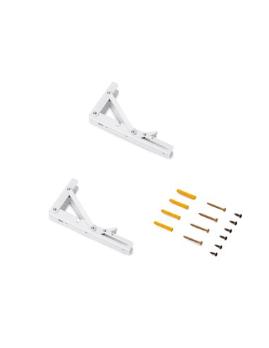 Emuca Juego de soportes plegables para estante, longitud 203mm, Acero, Pintado blanco