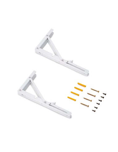 Emuca Juego de soportes plegables para estante, longitud 303mm, Acero, Pintado blanco