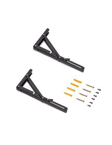 Emuca Juego de soportes plegables para estante, longitud 303mm, Acero, Pintado negro