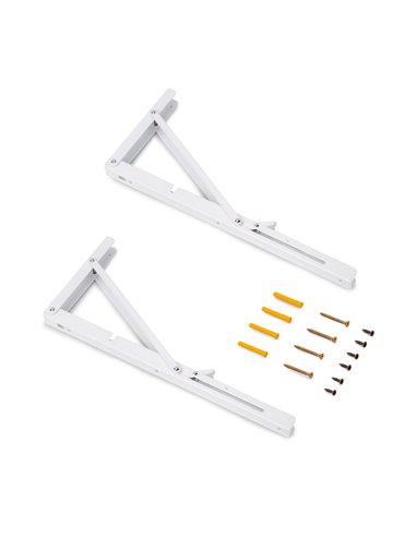 Emuca Juego de soportes plegables para estante, longitud 403mm, Acero, Pintado blanco