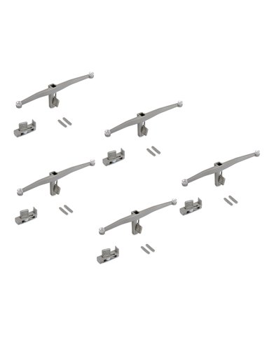 Emuca Lote de soportes para 5 estantes de cristal para la estructura Zero, cristales no incluidos, Zamak, Pintado color gris pie