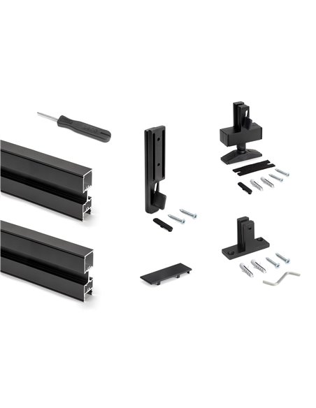 Emuca Modulares Rahmenset Zero mit Werkzeug und Profilen für L-Montage, 2 Profil, Tiefschwarz lackiert