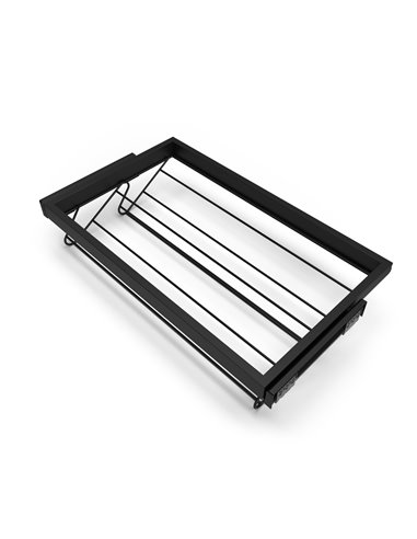 Emuca Kit of shoe drawer and rack with soft-close slide for closets, adjustable, module 800mm, Textured black painted