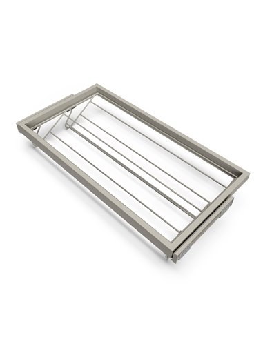 Emuca Kit of shoe drawer and rack with soft-close slide for closets, adjustable, module 900mm, Stone grey painted