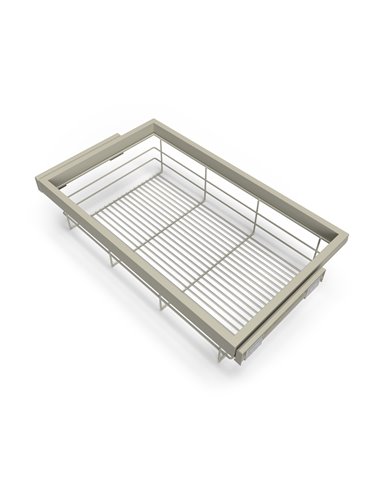 Emuca Kit of wire basket and rack with soft-close slide for closets , adjustable, module 800mm, Stone grey painted