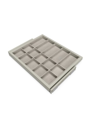 Emuca Kit of organizer drawer with rack with soft-close slide for closets, adjustable, module 600mm, Stone grey painted