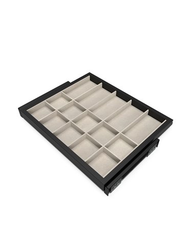 Emuca Kit de tiroir d'organisation avec glissières à fermeture douce pour armoire, réglable, module 600mm, noir texturé  et gris