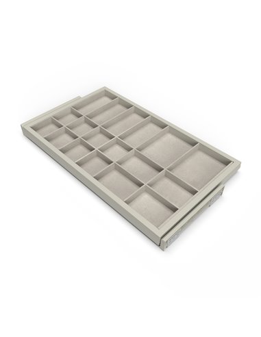 Emuca Kit of organizer drawer with rack with soft-close slide for closets , adjustable, module 800mm, Stone grey painted