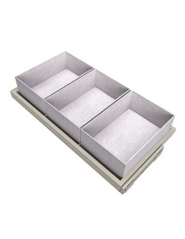 Emuca Kit de plateaux avec 3 paniers de rangement et glissières à fermeture douce pour armoires, réglable, module 900mm, gris pi