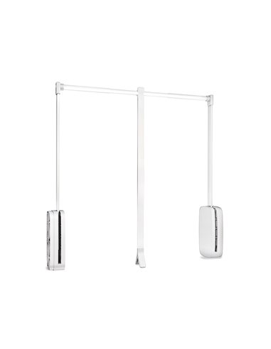 Emuca Cabide dobrável para guarda-roupa Sling, largura ajustável 600-830mm, Aço e Plástico, Plástico branco