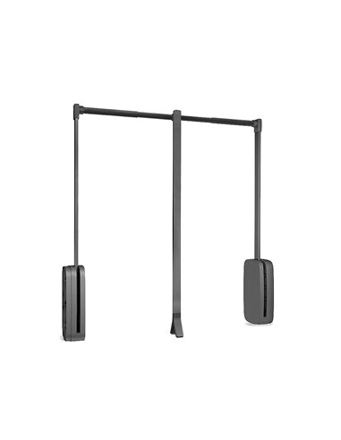 Emuca Folding hanger for wardrobe, 600-830 mm adjustable, until 12 Kg, Steel, Titanium finish