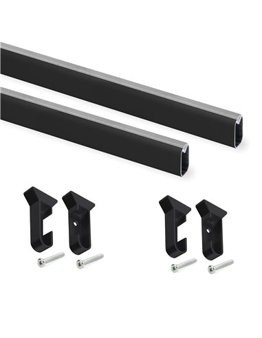 Emuca Wardrobe hanging rail kit Silk, 0,75 m, Black painted, Aluminium and Plastic