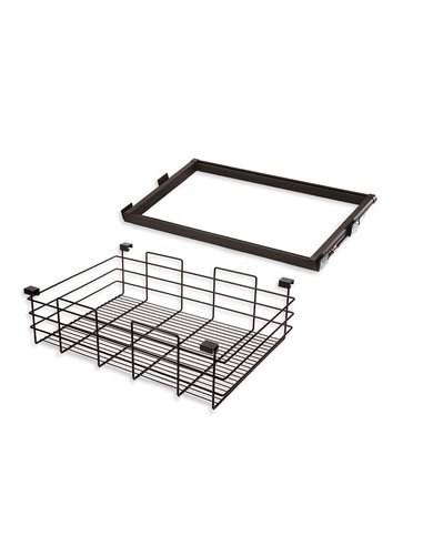 Emuca Pull out wire drawer kit and runner frame, adjustable, 800 mm unit, Steel and aluminium, Mocha color