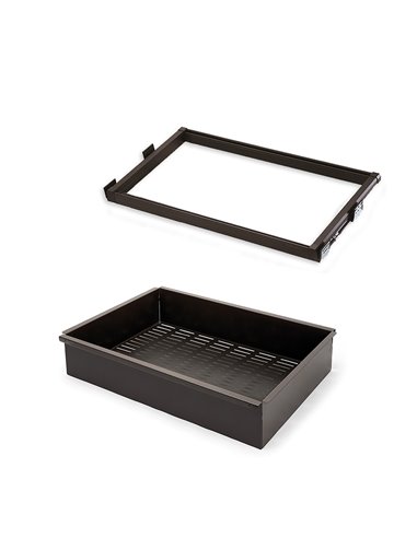 Emuca Pull out metal drawer kit and runner frame, adjustable, 600 mm unit, Steel and aluminium, Mocha color