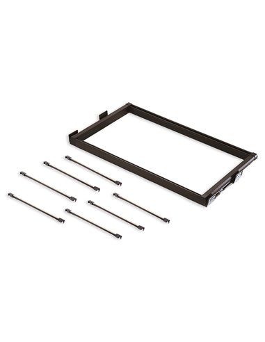 Emuca Kit de 7 hastes para calças e moldura guia para armários Moka, fecho suave, regulável, módulo 600mm, Alumínio e Ac