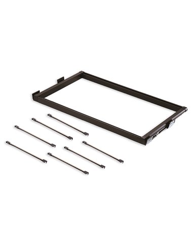 Emuca Kit de 7 hastes para calças e moldura guia para armários Moka, fecho suave, regulável, módulo 900mm, Alumínio e Ac