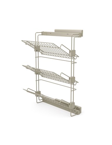 Emuca Pull-out side shoe rack for closets and walk-in closets Hack, Right, Stone color painted, Steel, 1 ut