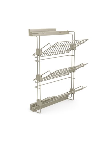 Emuca Pull-out side shoe rack for closets and walk-in closets Hack, Left, Stone color painted, Steel, 1 ut