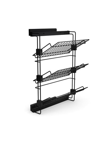 Emuca Pull-out side shoe rack for closets and walk-in closets Hack, Left, Textured black painted, Steel, 1 ut