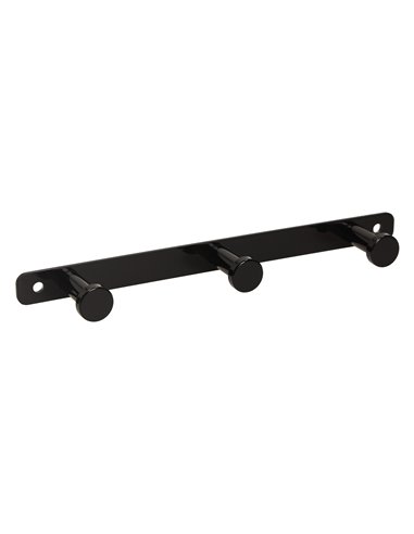 Emuca Colgador de pared Hamilton, 3 percheros, Pintado negro, Acero