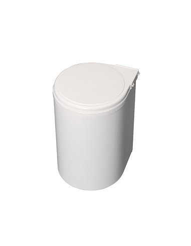 Emuca Contenedor de reciclaje para fijación a la puerta del mueble, 1 vaso extraíble de 13 litros, Plástico, Blanco