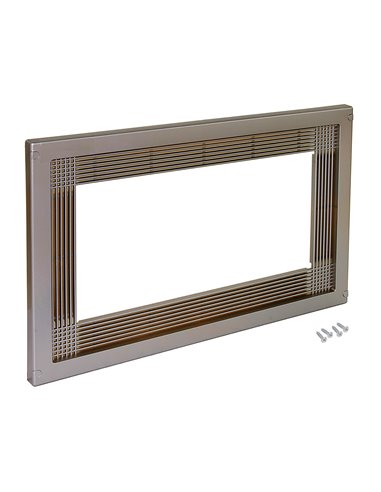 Emuca Marco para microondas, para encastrar en mueble de cocina, módulo 600mm, 600x400mm, Plástico, Níquel satinado