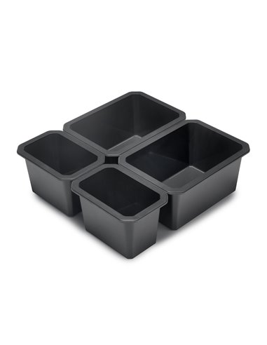 Emuca Tidy bathroom drawer organizer cubes, Anthracite grey plastic, Plastic, 4 cubes