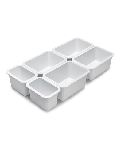 Emuca Contenitori organizer per cassetti da bagno Tidy, Plastica bianca, Tecnoplastica, 6 cubi