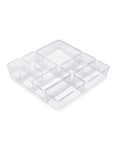 Emuca Kit de 10 Cubos organizadores Cube para cajón, Plástico, Transparente