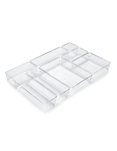 Emuca Kit de 8 Cubos organizadores Cube para cajón, Plástico, Transparente