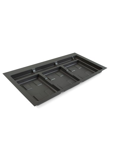 Emuca Base para contenedores de cajón cocina Recycle, 3 huecos, módulo 900mm, Plástico gris antracita