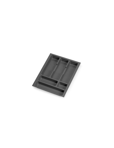 Emuca Optima cutlery tray for kitchen drawer Vertex/Concept 500, module 400 mm, Top: 16mm, Plastic, anthracite gray