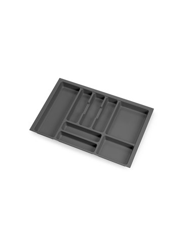 Emuca Optima cutlery tray for kitchen drawer Vertex/Concept 500, module 700 mm, Top: 16mm, Plastic, anthracite gray