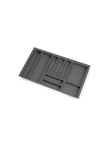 Emuca Optima cutlery tray for Vertex/Concept 500 kitchen drawer, module 800 mm, Top: 16mm, Plastic, anthracite gray