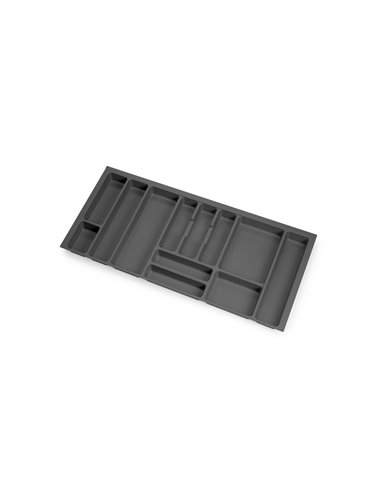 Emuca Optima cutlery tray for kitchen drawer Vertex/Concept 500, module 1.000 mm, Top: 16mm, Plastic, anthracite gray