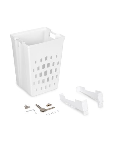 Emuca Cesto de lavandería con sistema de puerta abatible Laundry, módulo 450mm, Plástico y Acero, Blanco