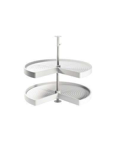 Emuca 3/4 circle rotating trays for kitchen cabinets, 270º, 800 mm unit, Plastic and aluminium, White