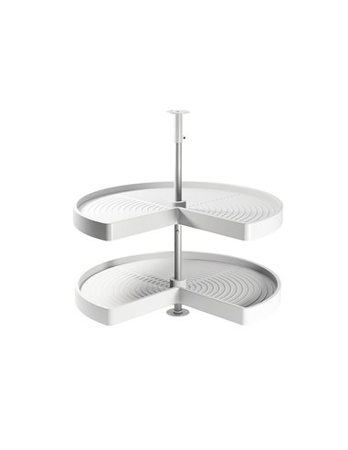 Emuca 3/4 circle rotating trays for kitchen cabinets, 270º, 900 mm unit, Plastic and aluminium, White