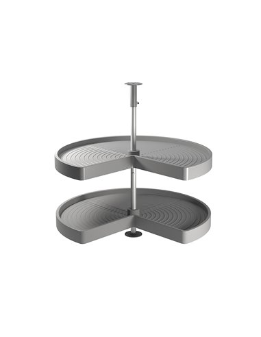 Emuca 3/4 circle rotating trays for kitchen cabinets, 270º, 900 mm unit, Plastic and aluminium, Grey