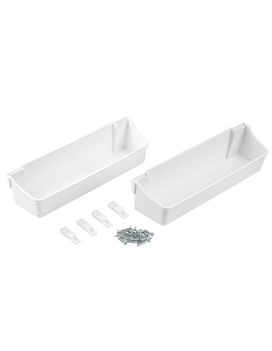 Emuca Plateaux auxiliaires pour fixer la porte du placard, 350 mm, Plastique, Blanc, 2 pcs.