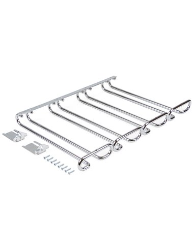 Emuca Soporte para copas para muebles de 4 líneas, longitud 280mm, Acero, Cromado