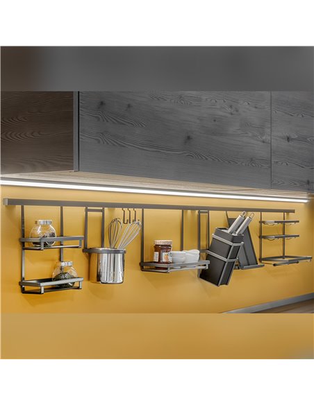 Emuca Kit cassetto per cucina Vantage-Q, altezza 204 mm, prof. 450 mm, con astine, chiusura soft, Acciaio, Bianco
