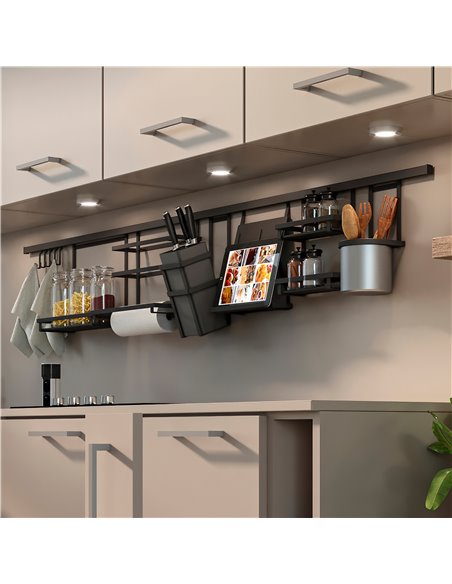 Emuca Kit cassetto per cucina Vantage-Q, altezza 204 mm, prof. 450 mm, con astine, chiusura soft, Acciaio, Bianco
