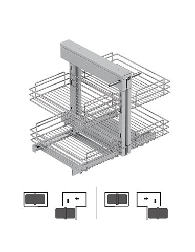 Emuca Sistema de rincón extraíble para mueble de cocina Suprastar, Acero, Cromado