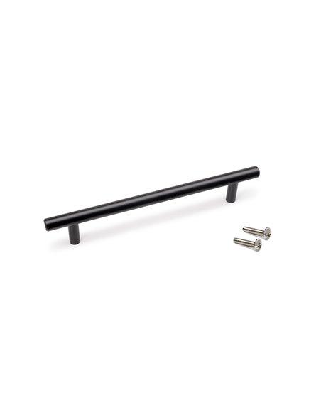 Emuca Lote de 10 tiradores para mueble Orlando, L210mm, intereje 160mm, Acero, Pintado negro