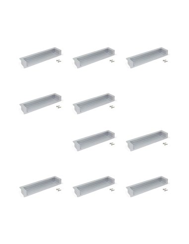 Emuca Lote de 10 tiradores para mueble Modena, L137mm, intereje 128mm, Zamak, Pintado aluminio