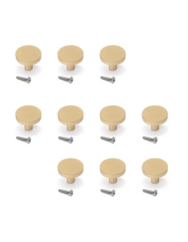 Emuca Lote de 10 pomos para mueble Uppsala, diámetro 30mm, Aluminio, Oro